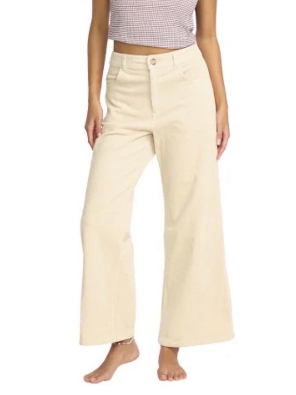 Billabong Free Fall High-Waist Cream Corduroy Pants